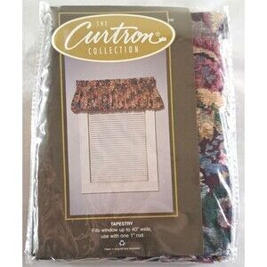 NEW Vintage Balloon Window Valance Tapestry Wine Floral Curtron NOS 84x13